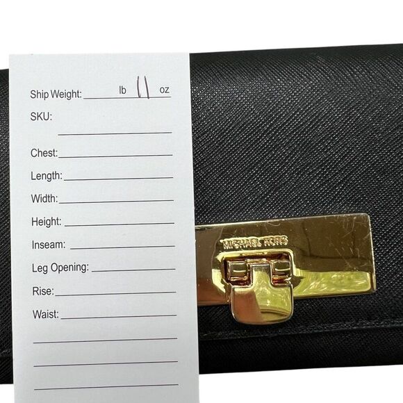 Michael Kors Callie Carryall Accordian Wallet Crossgrain Leather Black - Picture 10 of 10